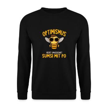 Optimismus heißt umgekehrt Sumsi Mit Po - Unisex Pullover - Schwarz - Vorne - Alina (178cm) & Michal (187cm)