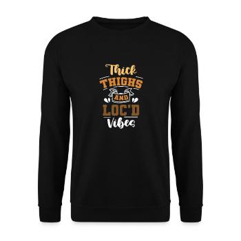 Cuisses épaisses Loc’d Vibes Afro Cheveux Noir Américain - Sweat-shirt Unisexe - noir - Devant - Alina (178cm) & Michal (187cm)