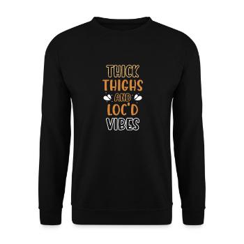 Cuisses épaisses Loc’d Vibes Afro Cheveux Noir Américain - Sweat-shirt Unisexe - noir - Devant - Alina (178cm) & Michal (187cm)