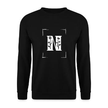 letter N initial - Unisex Sweatshirt - black - Front - Alina (178cm) & Michal (187cm)