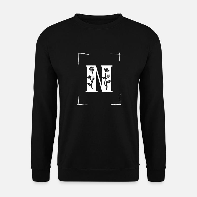letter N initial - Unisex Sweatshirt - black
