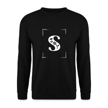 letter S initial - Unisex Sweatshirt - black - Front - Alina (178cm) & Michal (187cm)