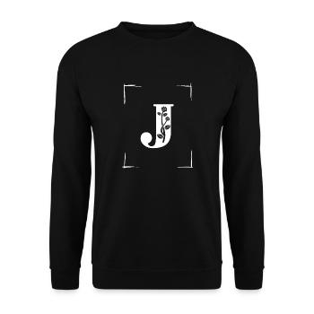 letter J initial - Unisex Sweatshirt - black - Front - Alina (178cm) & Michal (187cm)