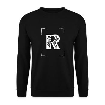 letter R initial - Unisex Sweatshirt - black - Front - Alina (178cm) & Michal (187cm)