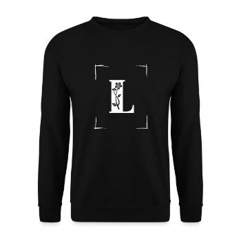 letter L initial - Unisex Sweatshirt - black - Front - Alina (178cm) & Michal (187cm)