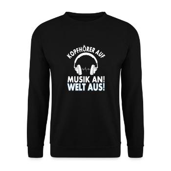 Musikfan Musik hören Kopfhörer Musiker Geschenk - Unisex Pullover - Schwarz - Vorne - Alina (178cm) & Michal (187cm)