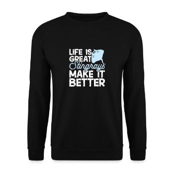 Raies pastenagues, raies manta, raies océaniques, raies - Sweat-shirt Unisexe - noir - Devant - Alina (178cm) & Michal (187cm)
