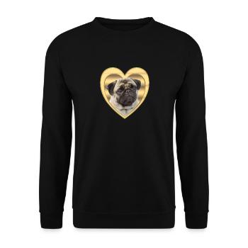 Pug - Dog lover - Dog heart - Unisex Sweatshirt - black - Front - Alina (178cm) & Michal (187cm)