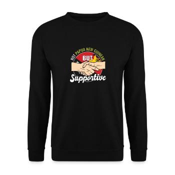 Not Papua New Guinean But Supportive Papua New - Unisex Pullover - Schwarz - Vorne - Alina (178cm) & Michal (187cm)