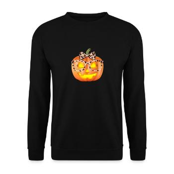 Cute Pumpkin Face Leopard Glasses Halloween - Unisex Sweatshirt - black - Front - Alina (178cm) & Michal (187cm)