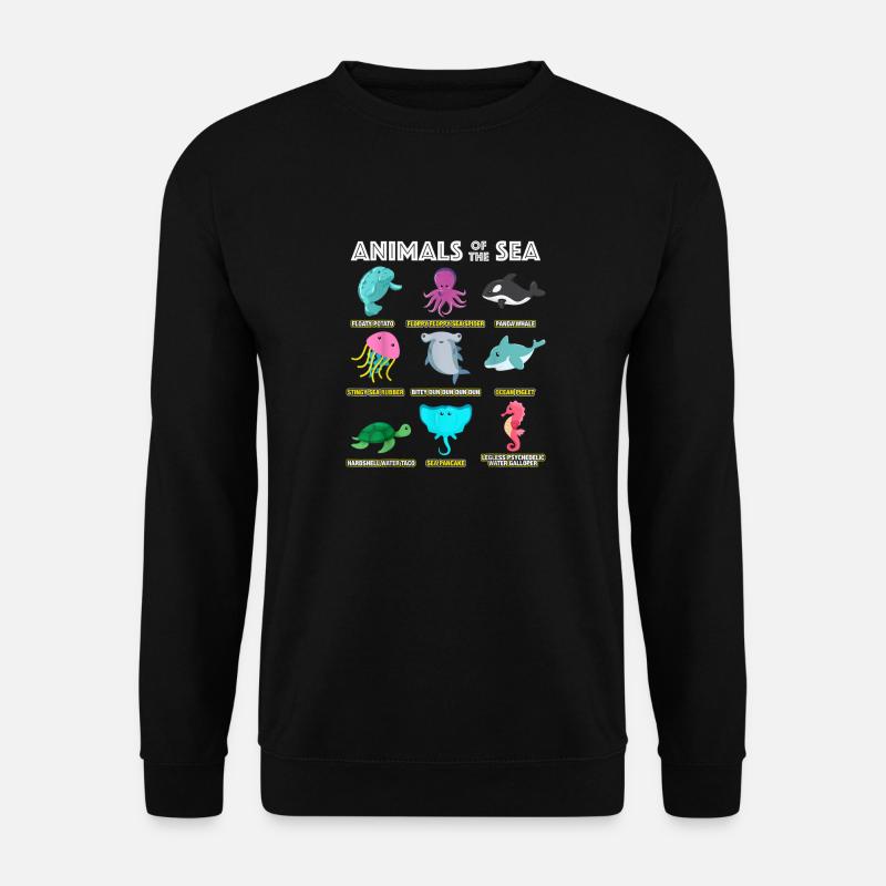 Tiere der Welt Meereskreaturen Lustiger Ozean - Unisex Pullover - Schwarz