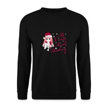 Anime &; Skizzieren Weihnachts-Anime - Unisex Pullover - Schwarz - Vorne - Alina (178cm) & Michal (187cm)