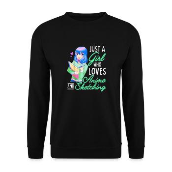 Anime and Sketching Just a Girl Who Loves Anime - Unisex Sweatshirt - black - Front - Alina (178cm) & Michal (187cm)