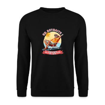Retraité, Roi du Farniente : Sourire 24h/24 H - Sweat-shirt Unisexe - noir - Devant - Alina (178cm) & Michal (187cm)