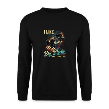 Rat Rod I Like Big Blocks, Retro Muscle Car Hot - Unisex Pullover - Schwarz - Vorne - Alina (178cm) & Michal (187cm)