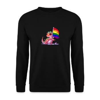 Dinosaure LGBT Pride Jeu de mots drapeau arc-en-ciel transgenre - Sweat-shirt Unisexe - noir - Devant - Alina (178cm) & Michal (187cm)