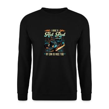J’ai un hot rod ma voiture est belle trop drôle muscle - Sweat-shirt Unisexe - noir - Devant - Alina (178cm) & Michal (187cm)