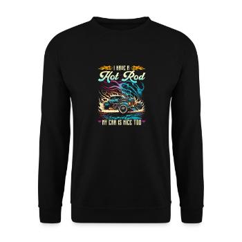 J’ai un hot rod ma voiture est belle trop drôle muscle - Sweat-shirt Unisexe - noir - Devant - Alina (178cm) & Michal (187cm)
