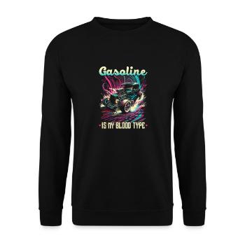 L’essence Hot Rod est mon groupe sanguin, rat de voiture musculaire - Sweat-shirt Unisexe - noir - Devant - Alina (178cm) & Michal (187cm)