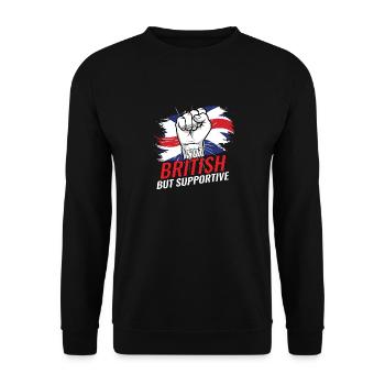 Not British But Supoortive Britain Flag Country - Unisex Sweatshirt - black - Front - Alina (178cm) & Michal (187cm)