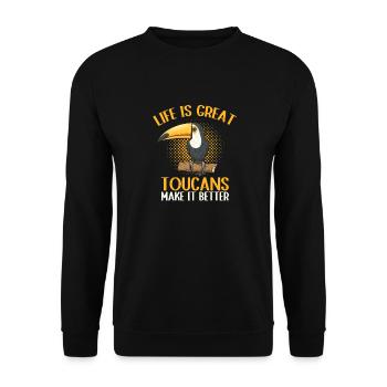 Toucan Bird Rainforest - Unisex Sweatshirt - black - Front - Alina (178cm) & Michal (187cm)