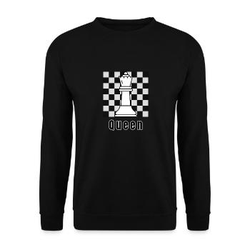 White Queen, chess, chess game, world day of chess - Unisex Sweatshirt - black - Front - Alina (178cm) & Michal (187cm)