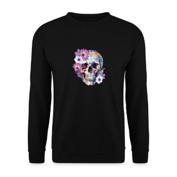 Floral Skull Halloween Butterfly Flowers - Unisex Sweatshirt - black - Front - Alina (178cm) & Michal (187cm)