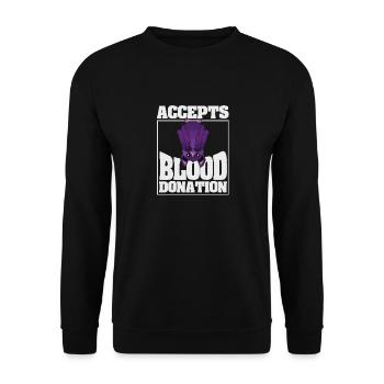 Nimmt Blutspende für Fledermausliebhaber an, die - Unisex Pullover - Schwarz - Vorne - Alina (178cm) & Michal (187cm)