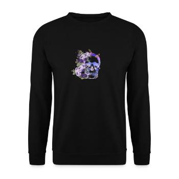 Floral Skull Halloween Butterfly Flowers - Unisex Sweatshirt - black - Front - Alina (178cm) & Michal (187cm)