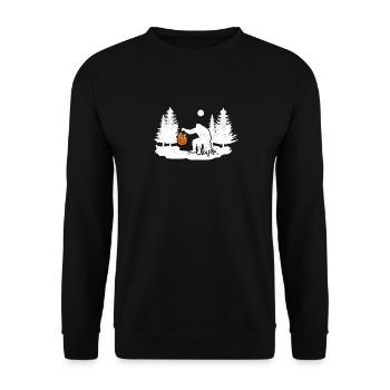 Bigfoot trägt Kürbis Lattern Halloween Party - Unisex Pullover - Schwarz - Vorne - Alina (178cm) & Michal (187cm)