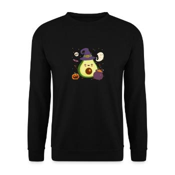 Avocado Halloween Hexenhut Obstliebhaber Landwirt - Unisex Pullover - Schwarz - Vorne - Alina (178cm) & Michal (187cm)