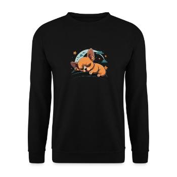 Chihuahua | Schlaf Nacht Pyjama Sonntag Niedlich - Unisex Pullover - Schwarz - Vorne - Alina (178cm) & Michal (187cm)