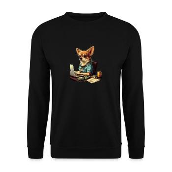 Chihuahua | Home Office Job Work Laptop Tie Funny - Unisex Sweatshirt - black - Front - Alina (178cm) & Michal (187cm)