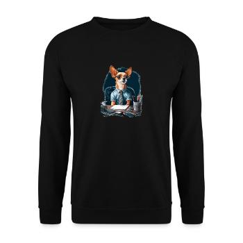 Chihuahua | Home Office Job Work Laptop Tie Funny - Unisex Sweatshirt - black - Front - Alina (178cm) & Michal (187cm)