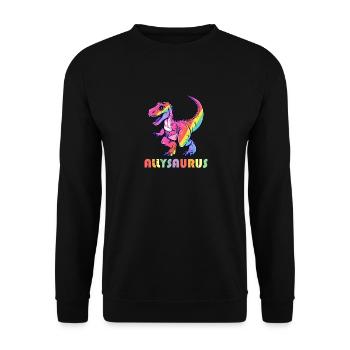 Dinosaurier Allysaurus Lustiger Regenbogen Transgender Dino - Unisex Pullover - Schwarz - Vorne - Alina (178cm) & Michal (187cm)