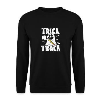 Trick Or Teach Funny Teacher Halloween Teaching - Unisex Pullover - Schwarz - Vorne - Alina (178cm) & Michal (187cm)