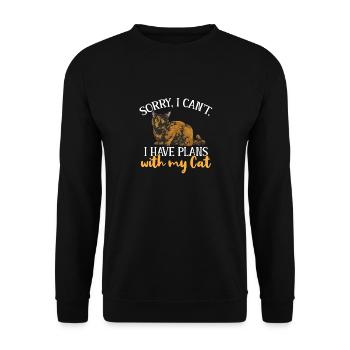Schildpatt Katze Tortoiseshell Cat Tortie - Unisex Pullover - Schwarz - Vorne - Alina (178cm) & Michal (187cm)