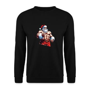 Personal Trainer für Rentiere: Santa Bodybuilder Chr - Unisex Pullover - Schwarz - Vorne - Alina (178cm) & Michal (187cm)