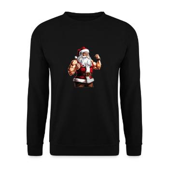 Schlitten mit den Gewichten: Weihnachten mit Santa's Gym - Unisex Pullover - Schwarz - Vorne - Alina (178cm) & Michal (187cm)