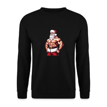 Starker Weihnachtsmann: Weihnachten mit dem Weihnachtsmann Powerlifting De - Unisex Pullover - Schwarz - Vorne - Alina (178cm) & Michal (187cm)