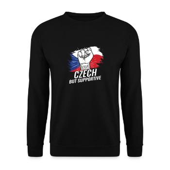 Pas tchèque mais favorable au drapeau de la République tchèque - Sweat-shirt Unisexe - noir - Devant - Alina (178cm) & Michal (187cm)