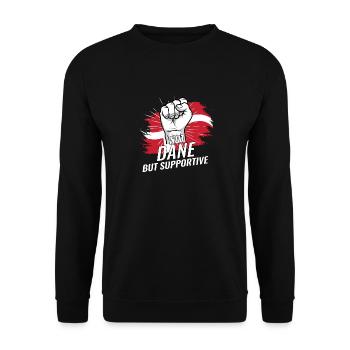 Not Dane But Supportive Denmark Flag Country - Unisex Pullover - Schwarz - Vorne - Alina (178cm) & Michal (187cm)