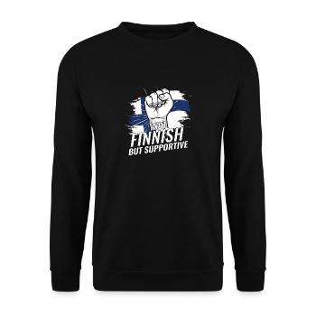 Pas finlandais mais favorable à la Finlande Pays du drapeau - Sweat-shirt Unisexe - noir - Devant - Alina (178cm) & Michal (187cm)