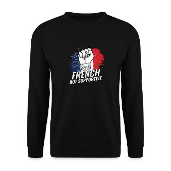 Not French But Supportive France Flag Country - Unisex Sweatshirt - black - Front - Alina (178cm) & Michal (187cm)
