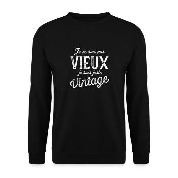 Je ne suis pas vieux je suis juste vintage - Sweat-shirt Unisexe - noir - Devant - Alina (178cm) & Michal (187cm)