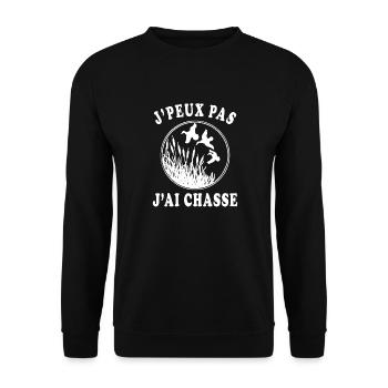J'peux pas j'ai chasse - Sweat-shirt Unisexe - noir - Devant - Alina (178cm) & Michal (187cm)