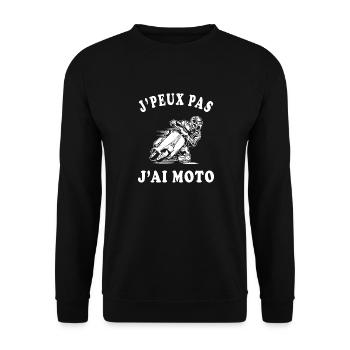J'peux pas j'ai moto - Sweat-shirt Unisexe - noir - Devant - Alina (178cm) & Michal (187cm)