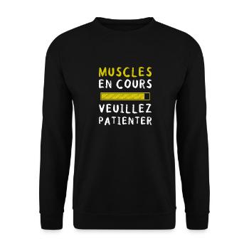 Muscles en cours Veuillez patienter - Sweat-shirt Unisexe - noir - Devant - Alina (178cm) & Michal (187cm)