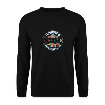 Coole Bücher Lesebuchliebhaber Alphabetisierung Bibliothekar - Unisex Pullover - Schwarz - Vorne - Alina (178cm) & Michal (187cm)