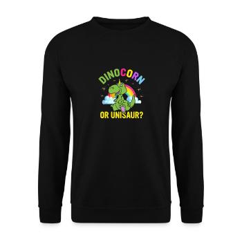 Lustiger Dinosaurier-Spruch T Rex Dino - Unisex Pullover - Schwarz - Vorne - Alina (178cm) & Michal (187cm)